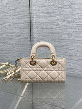 DIOR 25S MICRO LADY D-JOY 16 IN BEIGE LAMBSKIN GOLD HARDWARE
